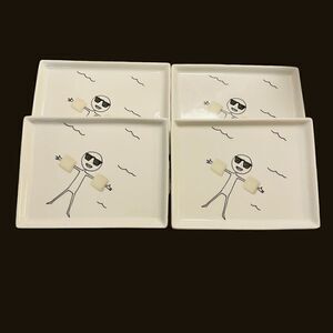 Set of 4 Crate & Barrel CB2 2011 Oliver Marshmallow Small Appetizer Plates